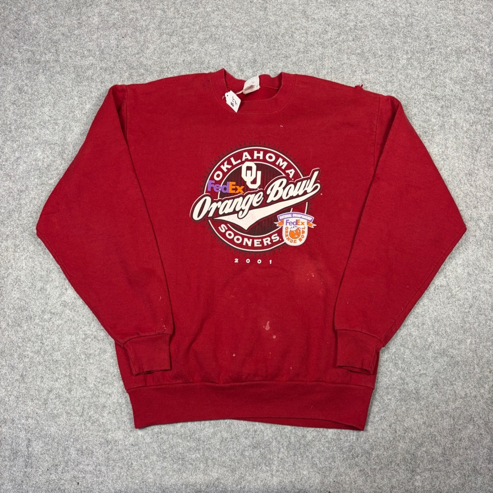 Vintage Jerzees Oklahoma Sooners 2001 Orange Bowl Championship Sweatshirt Red M